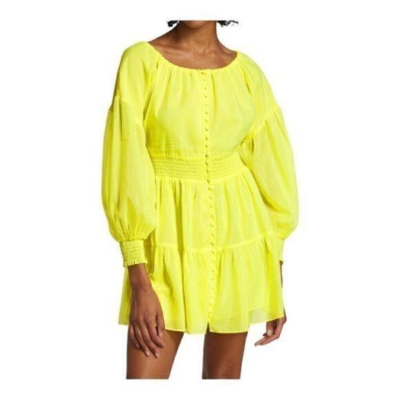 ALICE + Olivia Kiara Puff-Sleeve Minidress Size 4 NWT. Missing two buttons - Picture 2 of 7